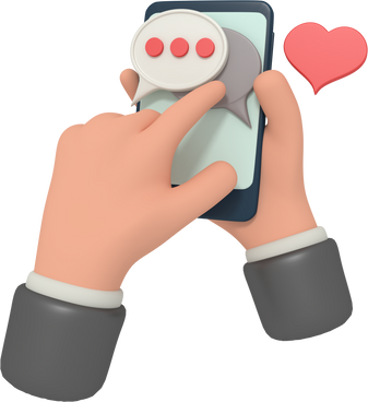 3d illustration of holding phone chat